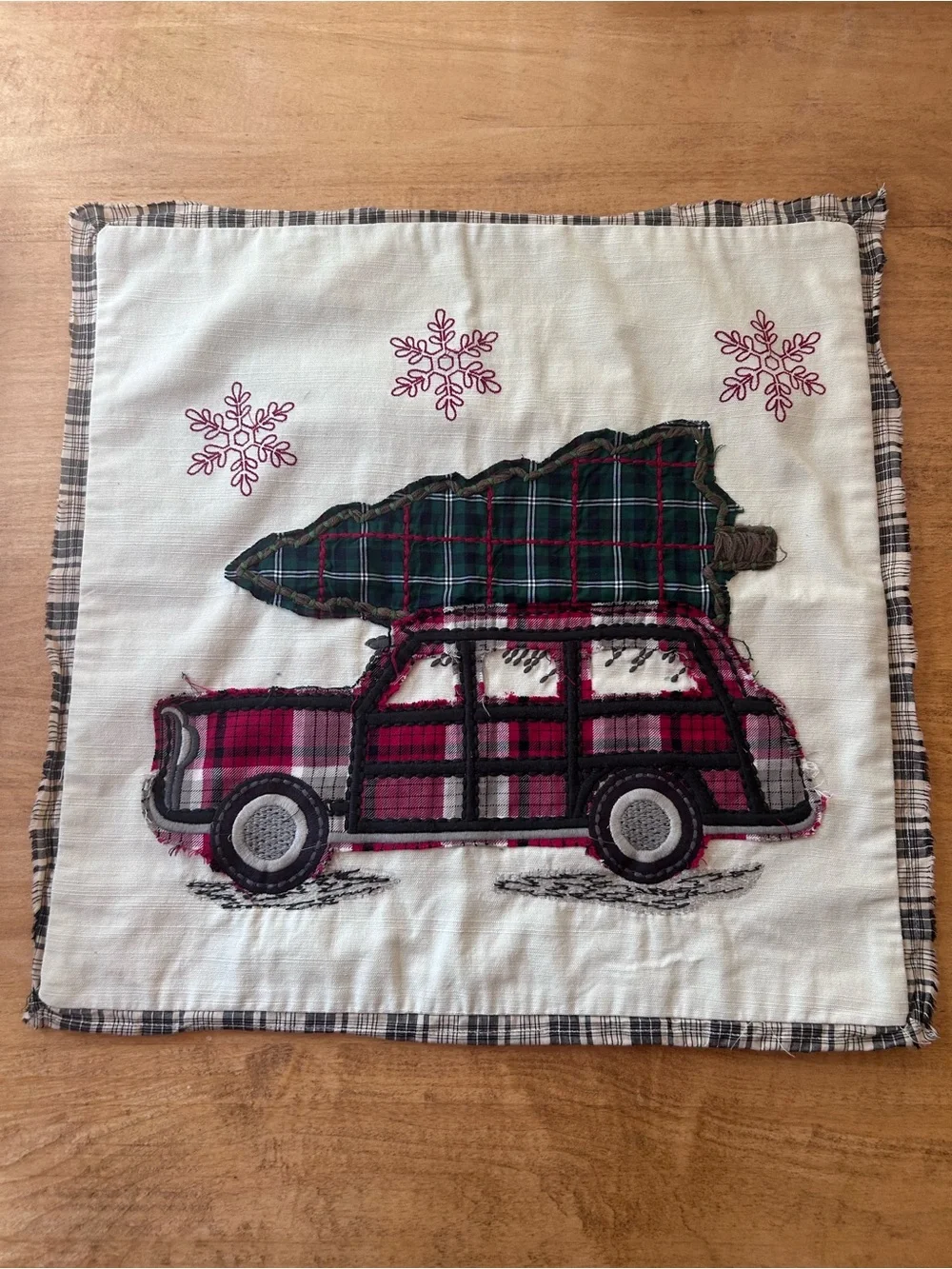 Pottery Barn Holiday Truck & Tree Square Pillow Cover with Zipper Closure. 20x20